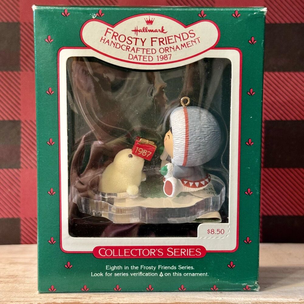 1987 Hallmark Frosty Friends #8 Christmas Keepsake Ornament | Eskimo and Seal